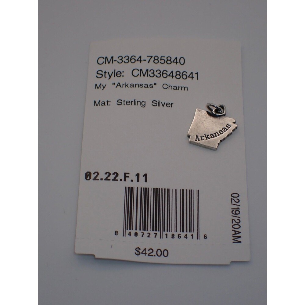 NEW James Avery My Arkansas Sterling Silver Charm State Outline Small - Picture 3 of 3